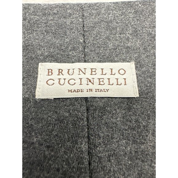 Bruno Cucinelli Made in Italy Gray Flannel Wool A-Line Skirt ITA 48 / US 12 - Picture 3 of 4